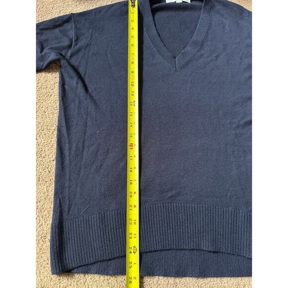 LOFT Womens Sweater V Neck Pullover Navy Blue Classic Career Professional - Picture 4 of 6